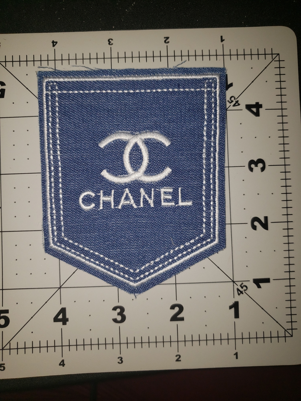 Chanel Blue Embroidered Pocket Patch